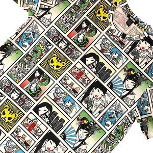 Tokidoki Comic Strip Retro Tattoo Girl Kaiju Tiger T-Shirt Men’s Large Tee NWT